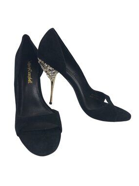 NEW Jeffrey Campbell Alluria Black Suede Rhinestone Stiletto Heels Size 7.5
